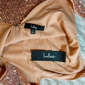 Lulus Sequin Dress in Peach
